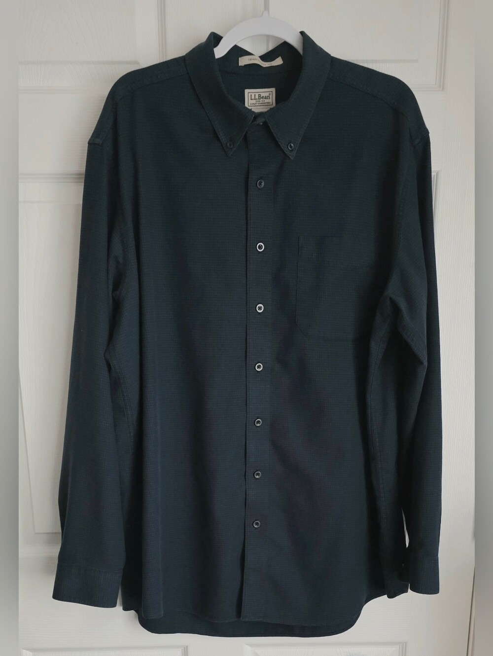 LL Bean Wicked Good Flannel Shirt XL Tall Traditional Fit Blue Houndstooth XLT